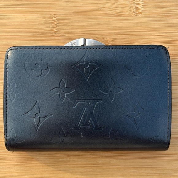 Louis Vuitton Vernis Porte Monnaie Viennois Bifold Kiss Lock Vintage Wallet Blue - Picture 5 of 16